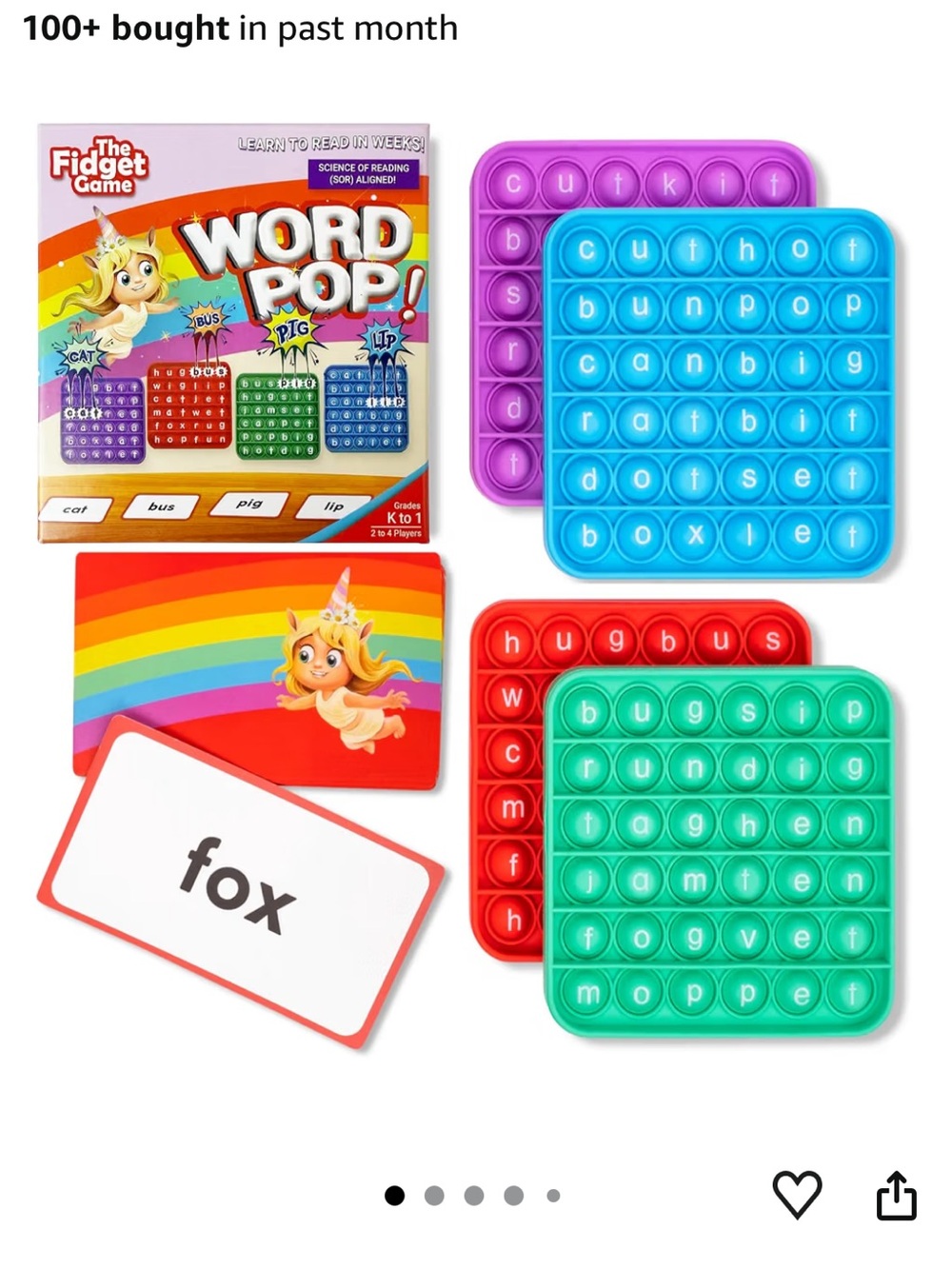 The Fidget Game Word Pop CVC word learning game